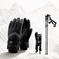 Combo Mevo: Bastones Plegables de Senderismo + Guantes Impermeables Térmicos | Kit para Trekking, Camping y Montañismo