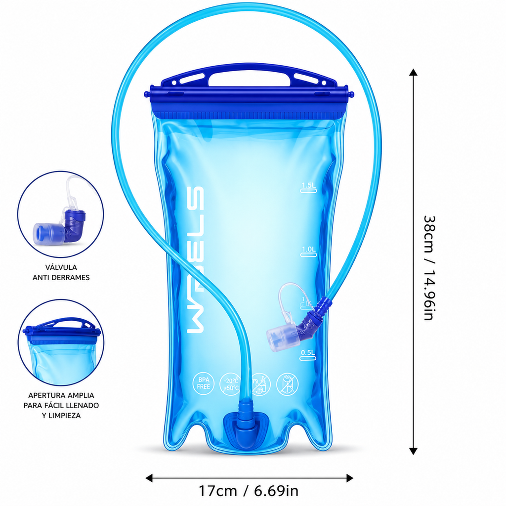 Bolsa de Hidratación WRELS 2L | Sistema de Hidratación para Senderismo, Trail Running y Ciclismo