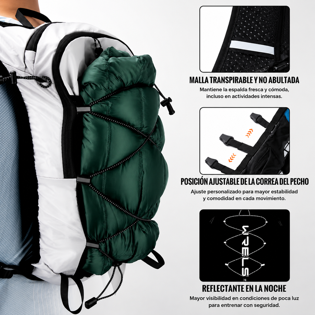 Mochila de Hidratación WRELS Ultraligera para Running, Trail Running, Ciclismo y Senderismo
